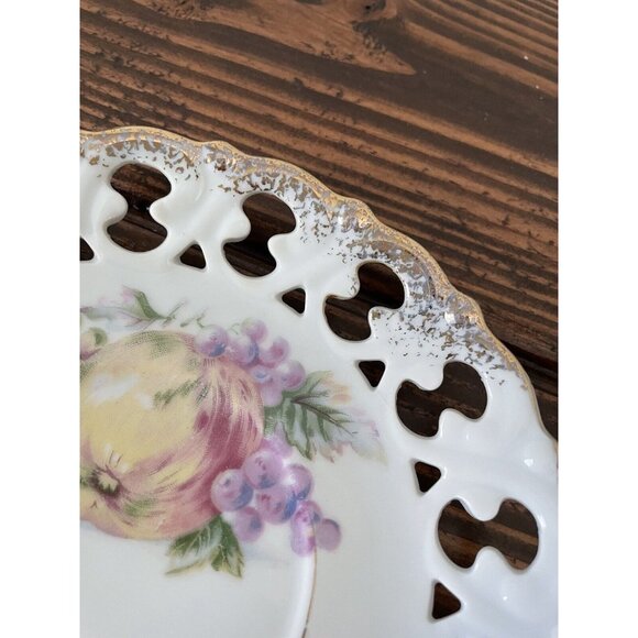 Vintage Reticulated Hand Painted Fruit Plate, 6” - Picture 5 of 9